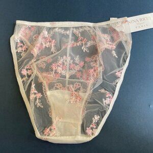 VINTAGE NINA RICCI PARIS LINGERIE NATURAL ROSE/WHITE BRIEF XS NEW IN PACKAGE